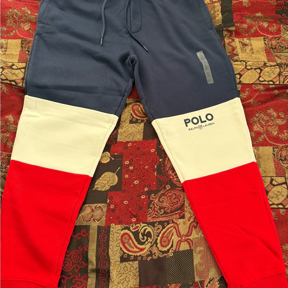 Polo Ralph Lauren Double-Knit Crest
Colorblock Red/White/Blue Sweatpant Joggers